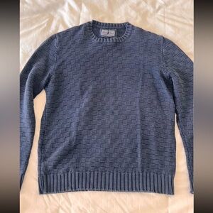 Della Ciara Blue Pullover Textured Knit 100% Cotton Men’s Sweater